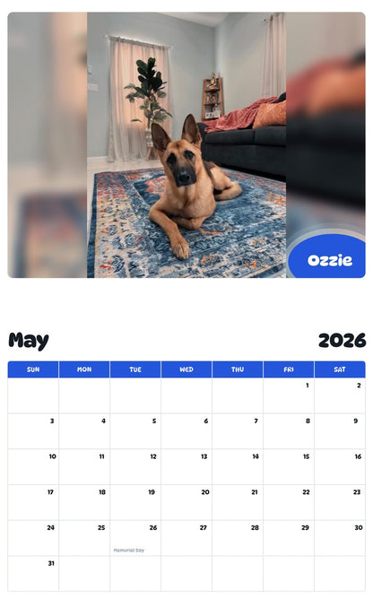 2026 - 2027 Ozzie - Pawidols Pet Calendar