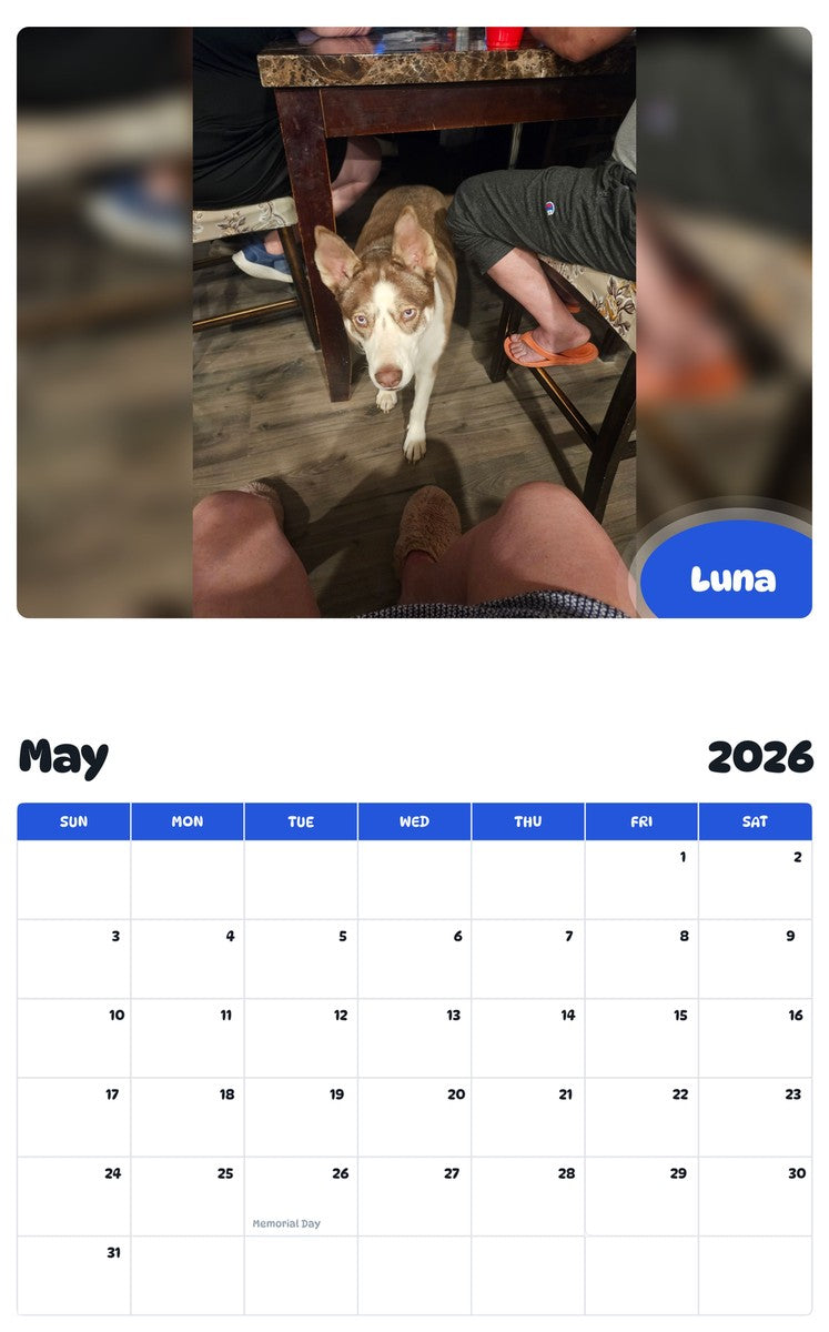 2026 - 2027 Luna - Pawidols Pet Calendar