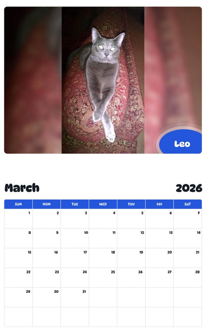 November 2025 - October 2026 Leo - Pawidols Pet Calendar