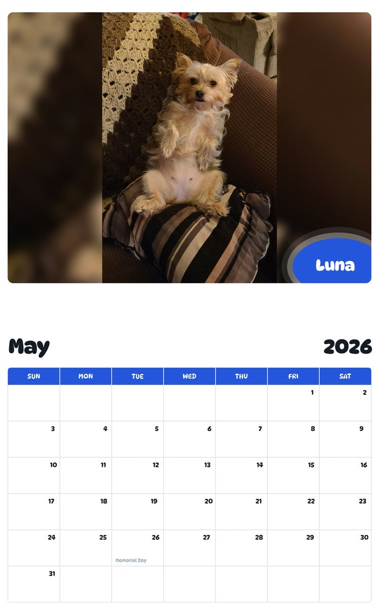 2026 - 2027 Luna - Pawidols Pet Calendar