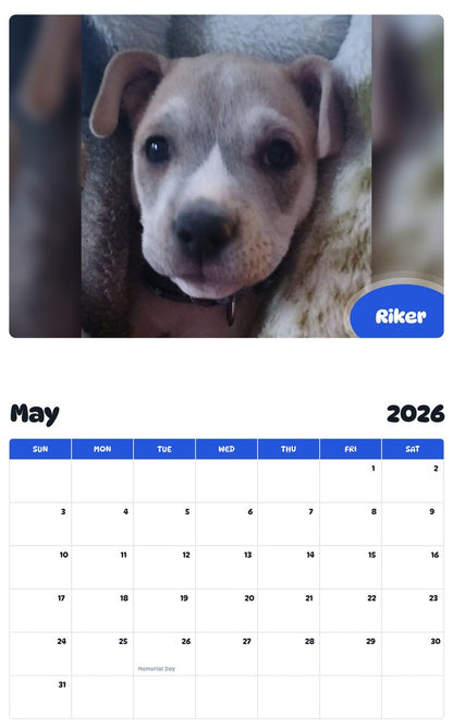 2026 - 2027 Riker - Pawidols Pet Calendar
