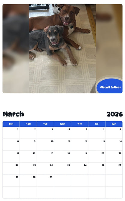 November 2025 - October 2026 Biscuit & River - Pawidols Pet Calendar