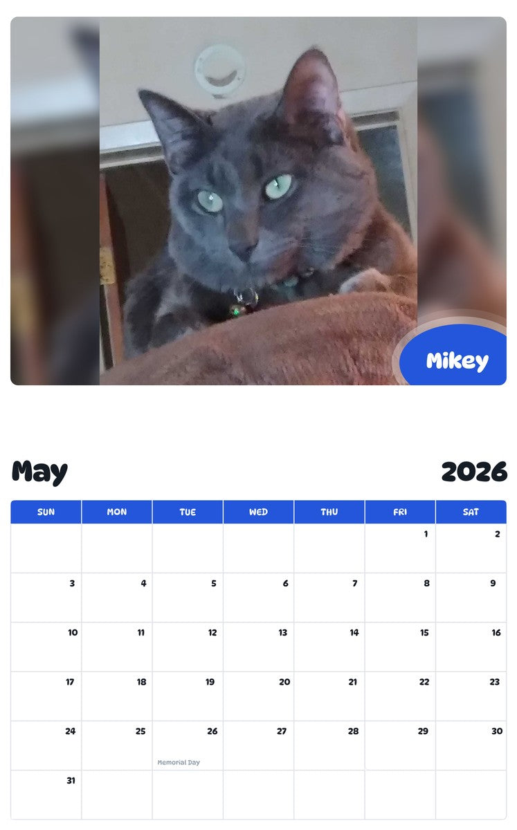 2026 - 2027 Mikey - Pawidols Pet Calendar