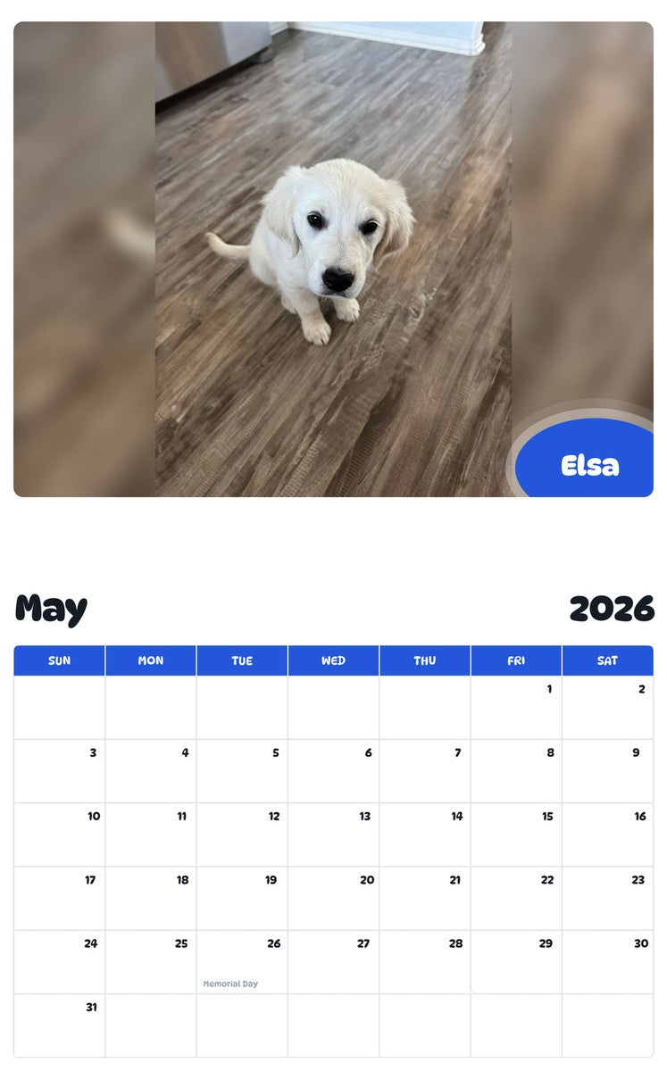 2026 - 2027 Elsa - Pawidols Pet Calendar