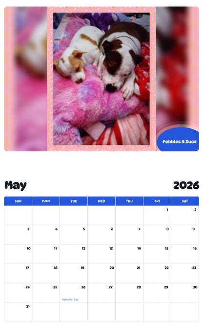 2026 - 2027 Pebbles & Zuez - Pawidols Pet Calendar