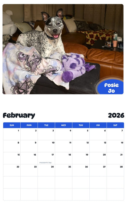 October 2025 - September 2026 Posie Jo - Pawidols Pet Calendar