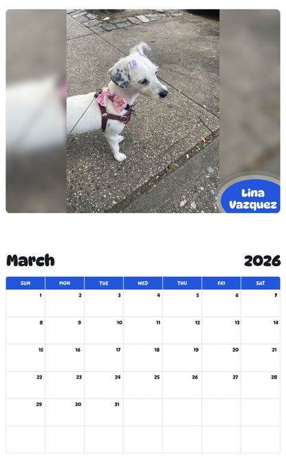 November 2025 - October 2026 Lina Vazquez - Pawidols Pet Calendar