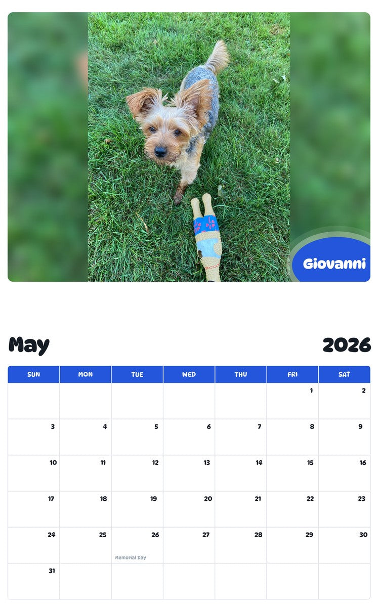 2026 - 2027 Giovanni - Pawidols Pet Calendar