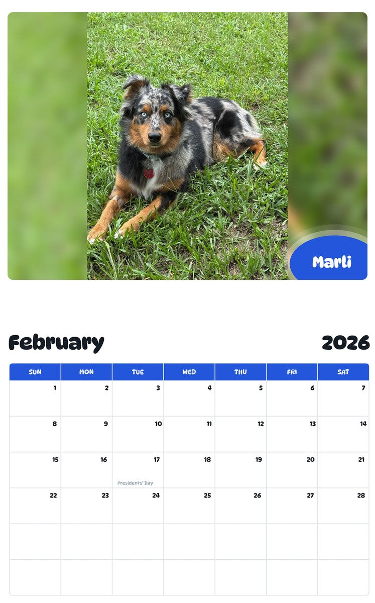 October 2025 - September 2026 Marli - Pawidols Pet Calendar