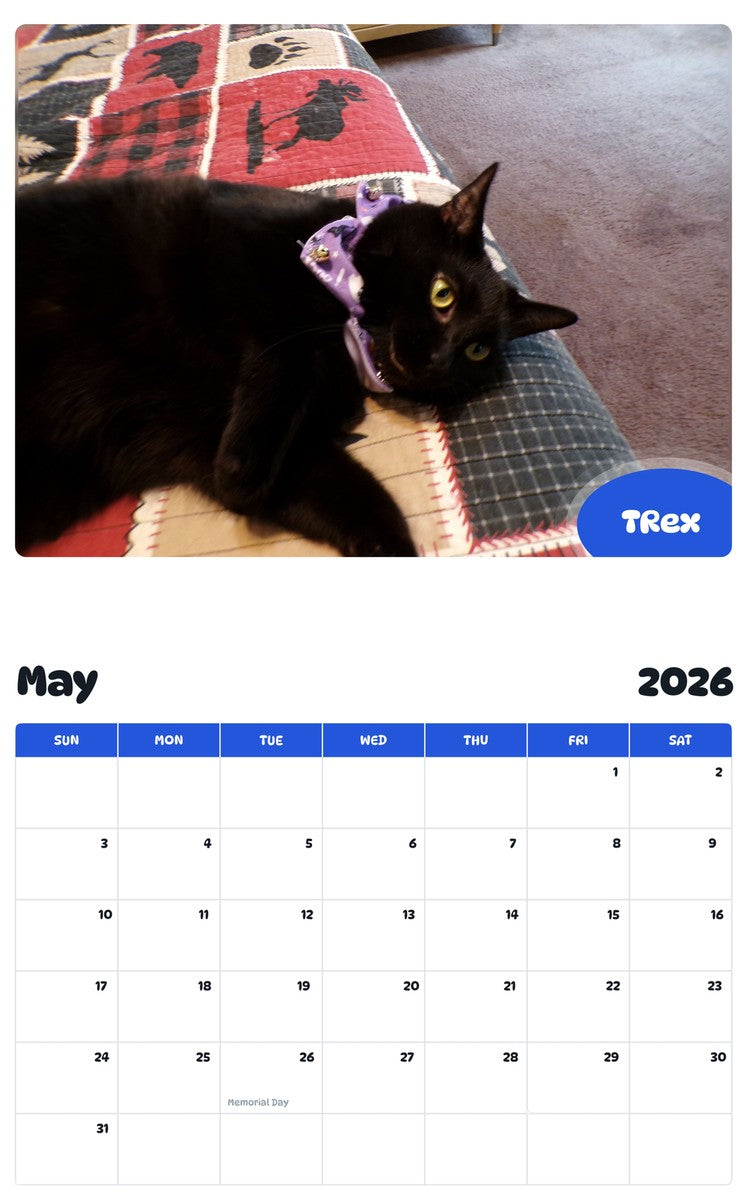 2026 - 2027 TRex - Pawidols Pet Calendar