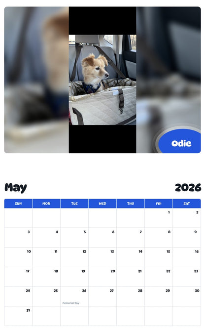 2026 - 2027 Odie - Pawidols Pet Calendar