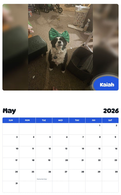 2026 - 2027 Kaiah - Pawidols Pet Calendar