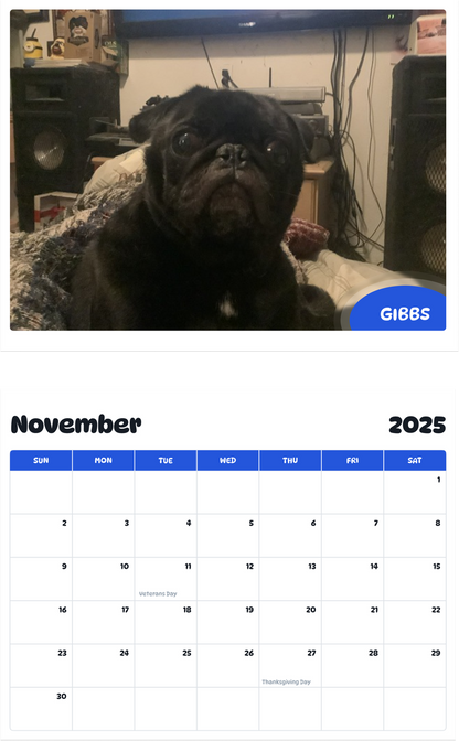 July 2025 - June 2026 Gibbs - Pawidols Pet Calendar