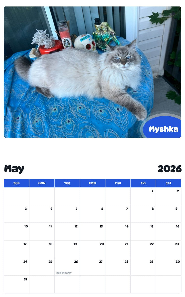 2026 - 2027 Myshka - Pawidols Pet Calendar