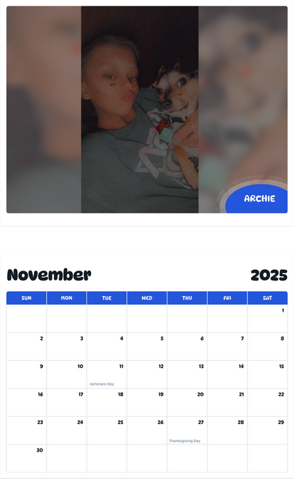 July 2025 - June 2026 Archie - Pawidols Pet Calendar