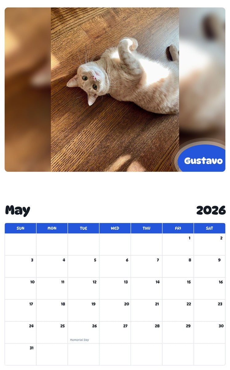 2026 - 2027 Gustavo - Pawidols Pet Calendar