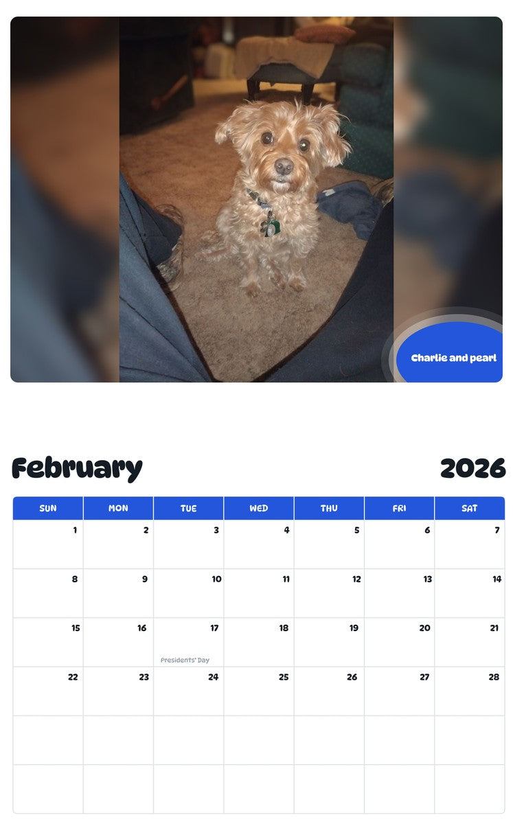 October 2025 - September 2026 Charlie and pearl - Pawidols Pet Calendar