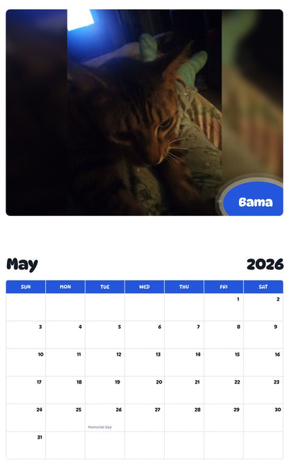 2026 - 2027 Bama - Pawidols Pet Calendar