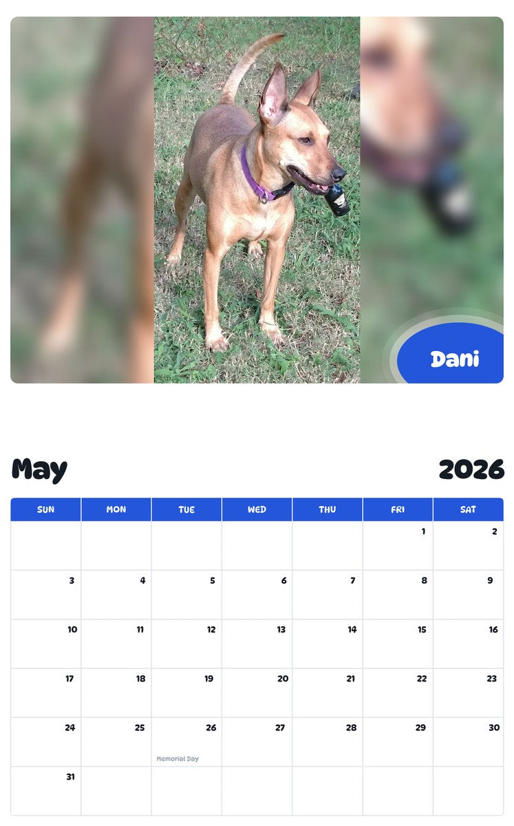 2026 - 2027 Dani - Pawidols Pet Calendar