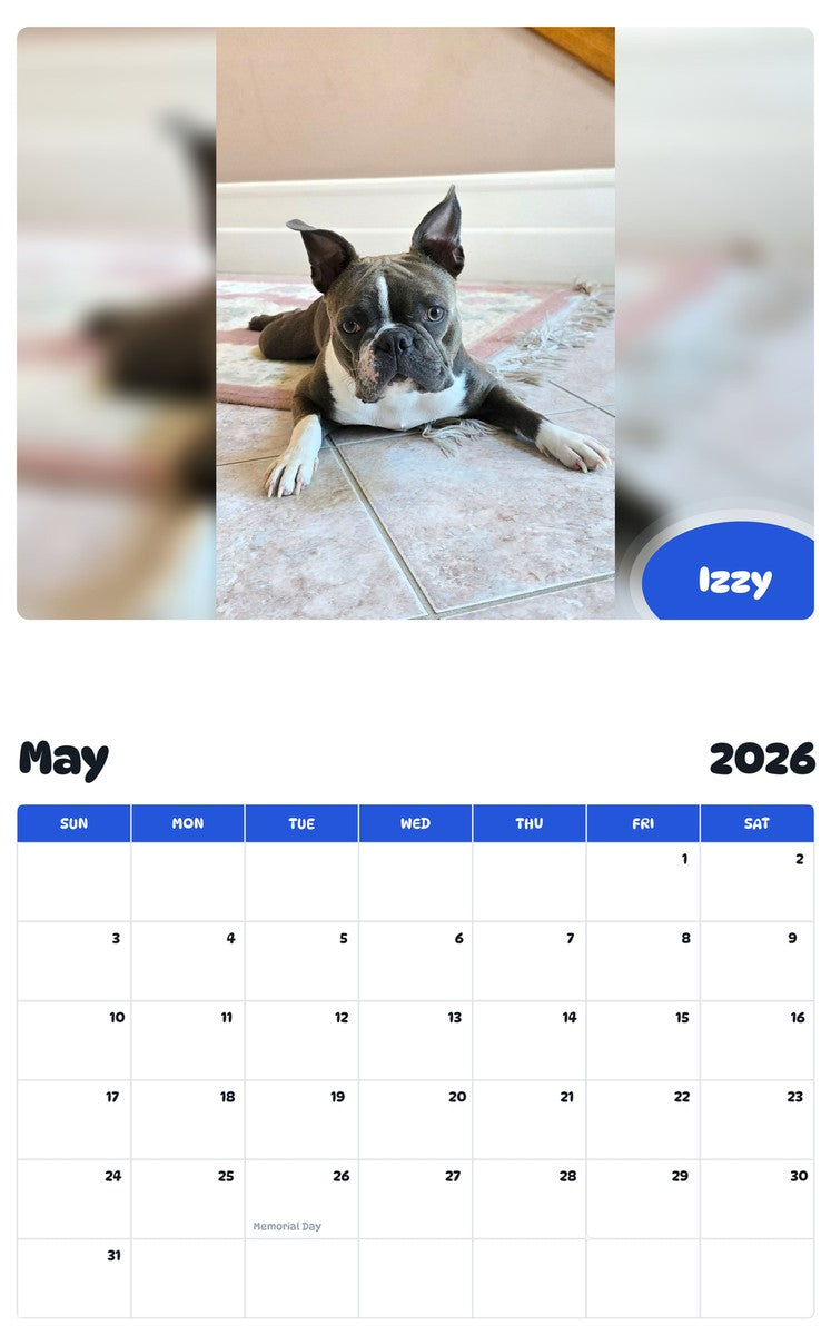2026 - 2027 Izzy - Pawidols Pet Calendar