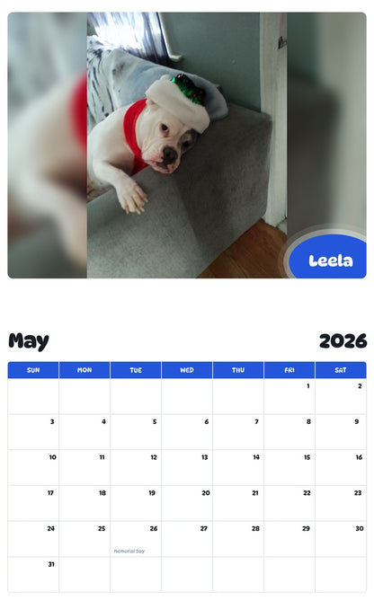 2026 - 2027 Leela - Pawidols Pet Calendar