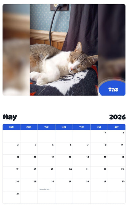 2026 - 2027 Taz - Pawidols Pet Calendar