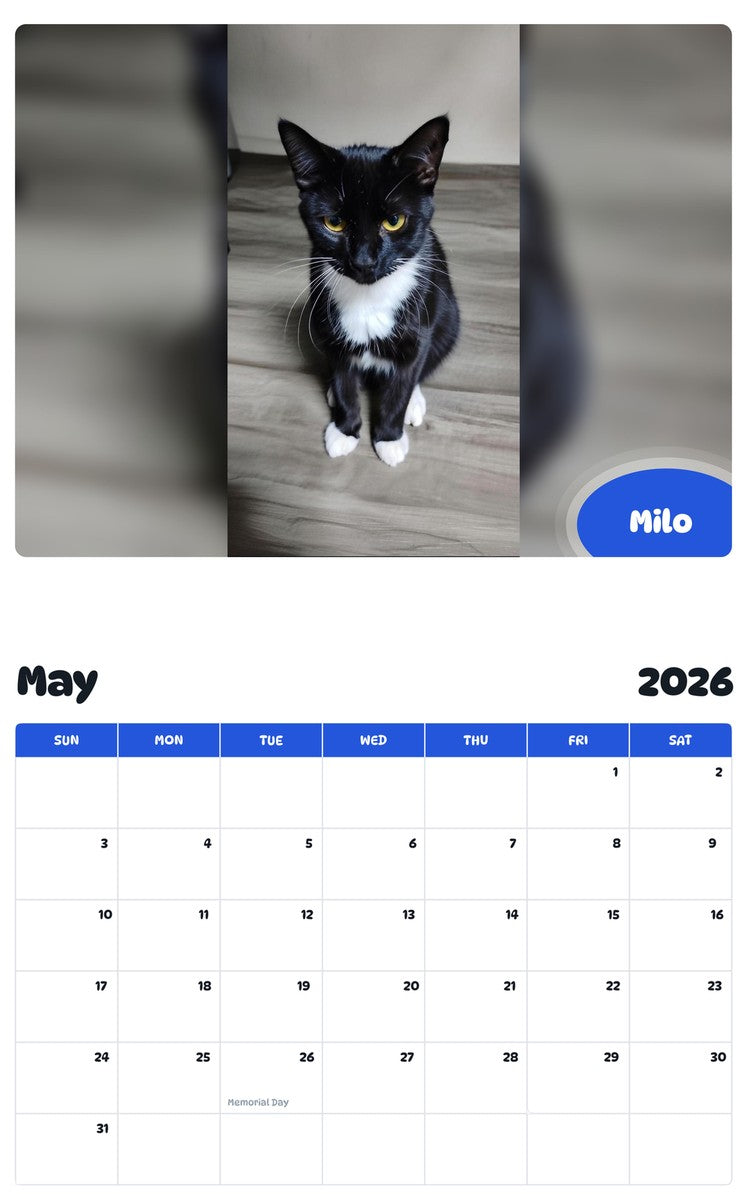 2026 - 2027 Milo - Pawidols Pet Calendar