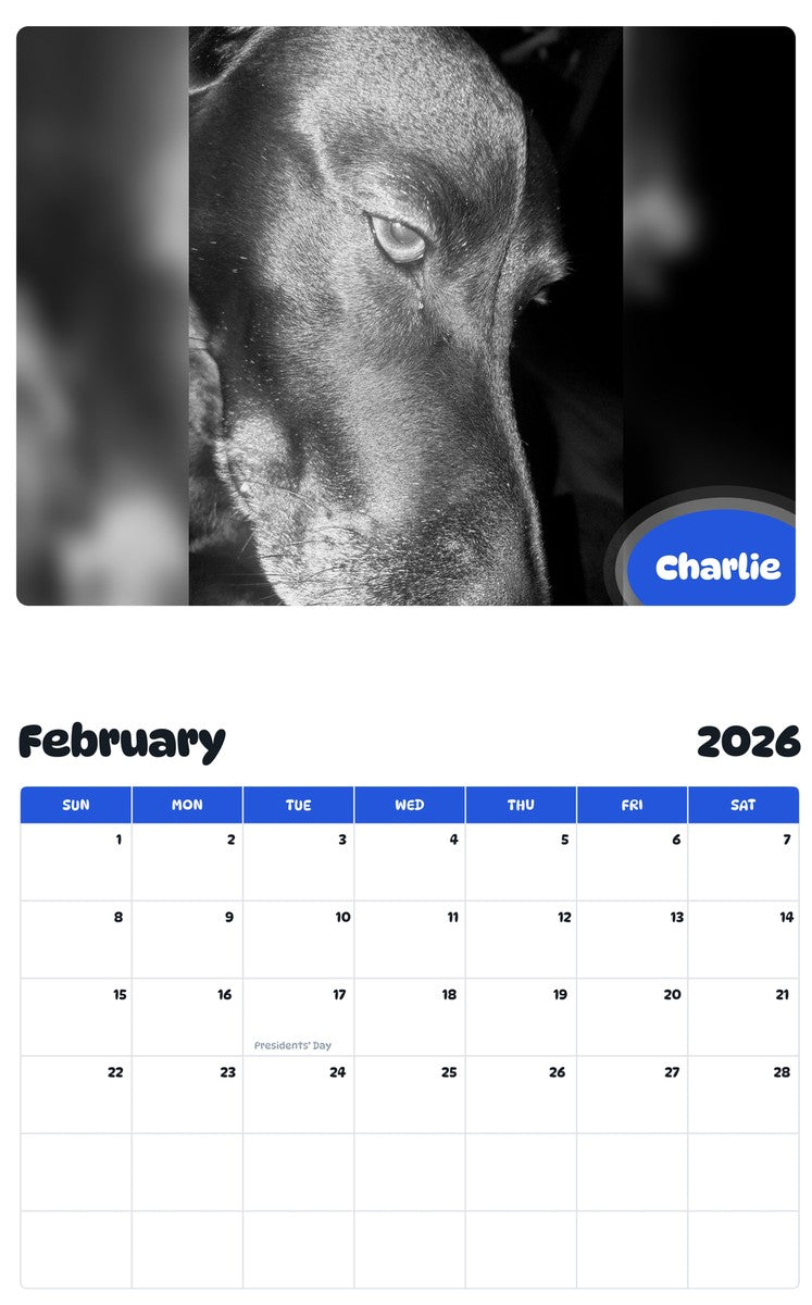 October 2025 - September 2026 Charlie - Pawidols Pet Calendar