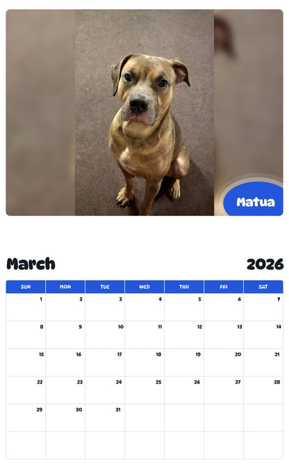 November 2025 - October 2026 Matua - Pawidols Pet Calendar