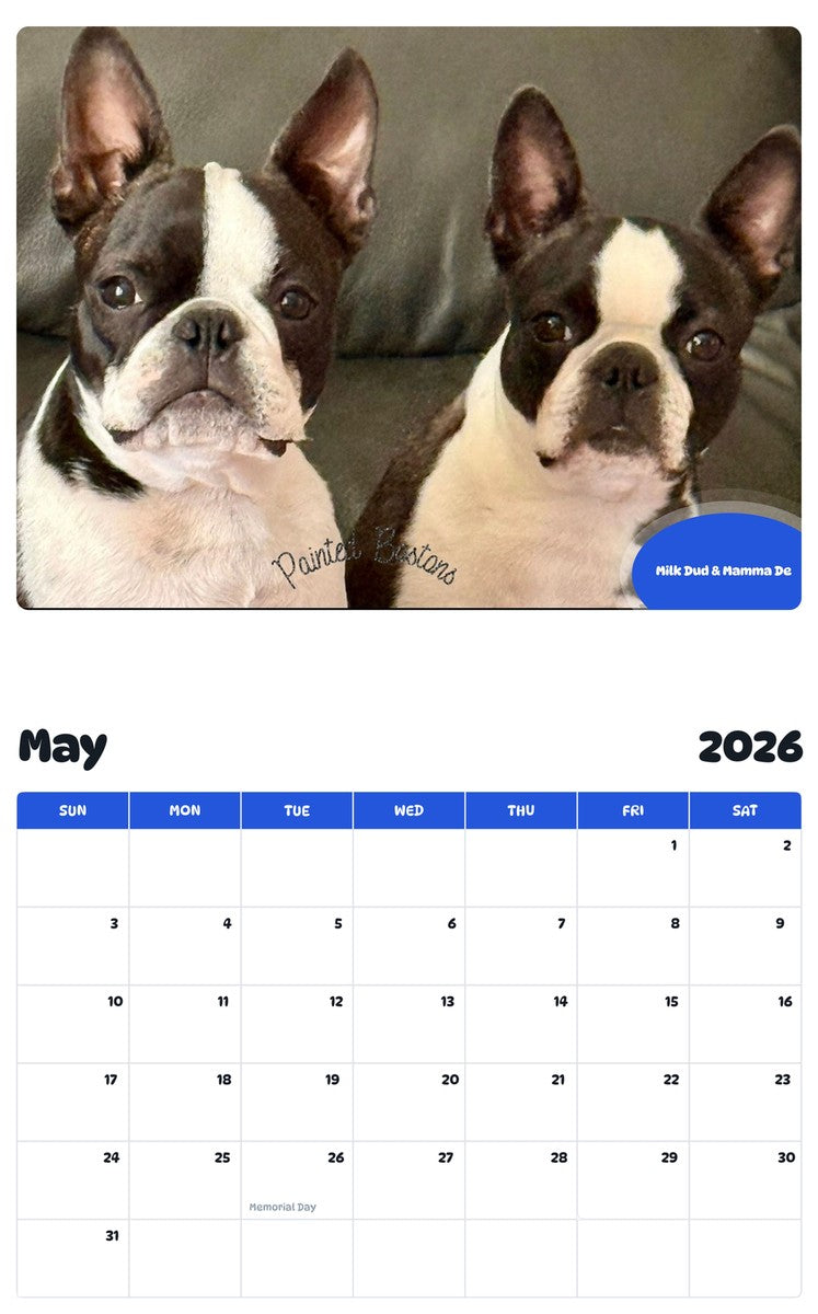 2026 - 2027 Milk Dud & Mamma De - Pawidols Pet Calendar