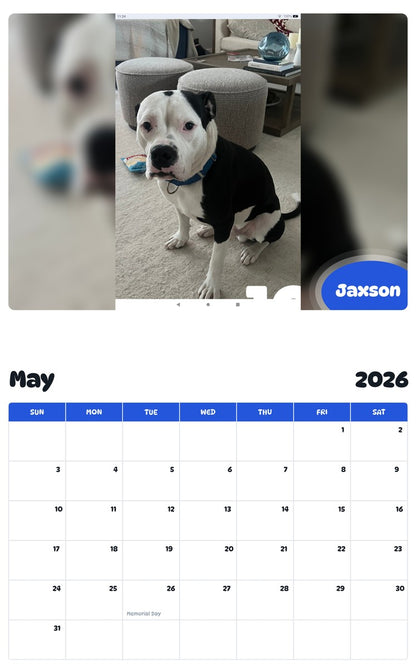 2026 - 2027 Jaxson - Pawidols Pet Calendar