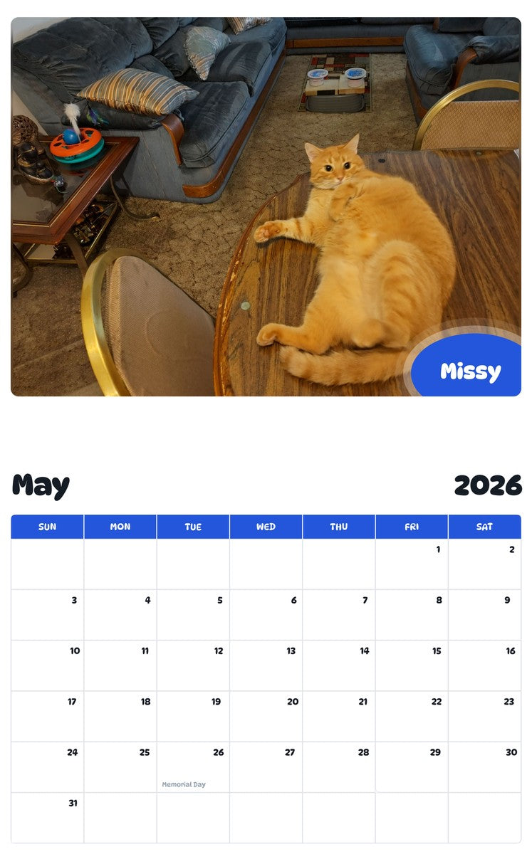 2026 - 2027 Missy - Pawidols Pet Calendar