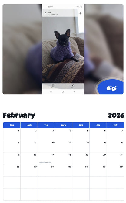 October 2025 - September 2026 Gigi - Pawidols Pet Calendar