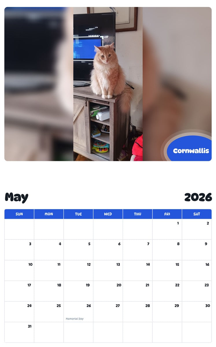 2026 - 2027 Cornwallis - Pawidols Pet Calendar