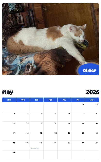 2026 - 2027 Oliver - Pawidols Pet Calendar