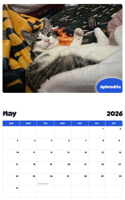2026 - 2027 Aphrodite - Pawidols Pet Calendar