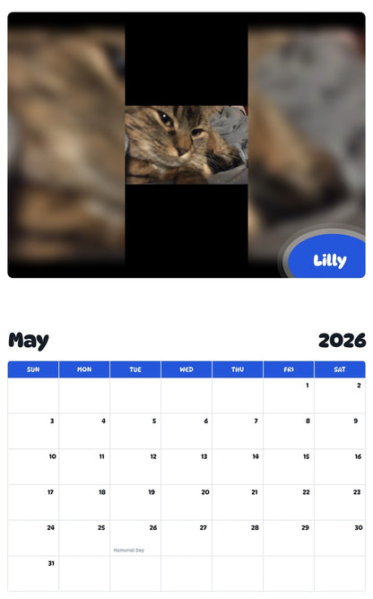 2026 - 2027 Lilly - Pawidols Pet Calendar