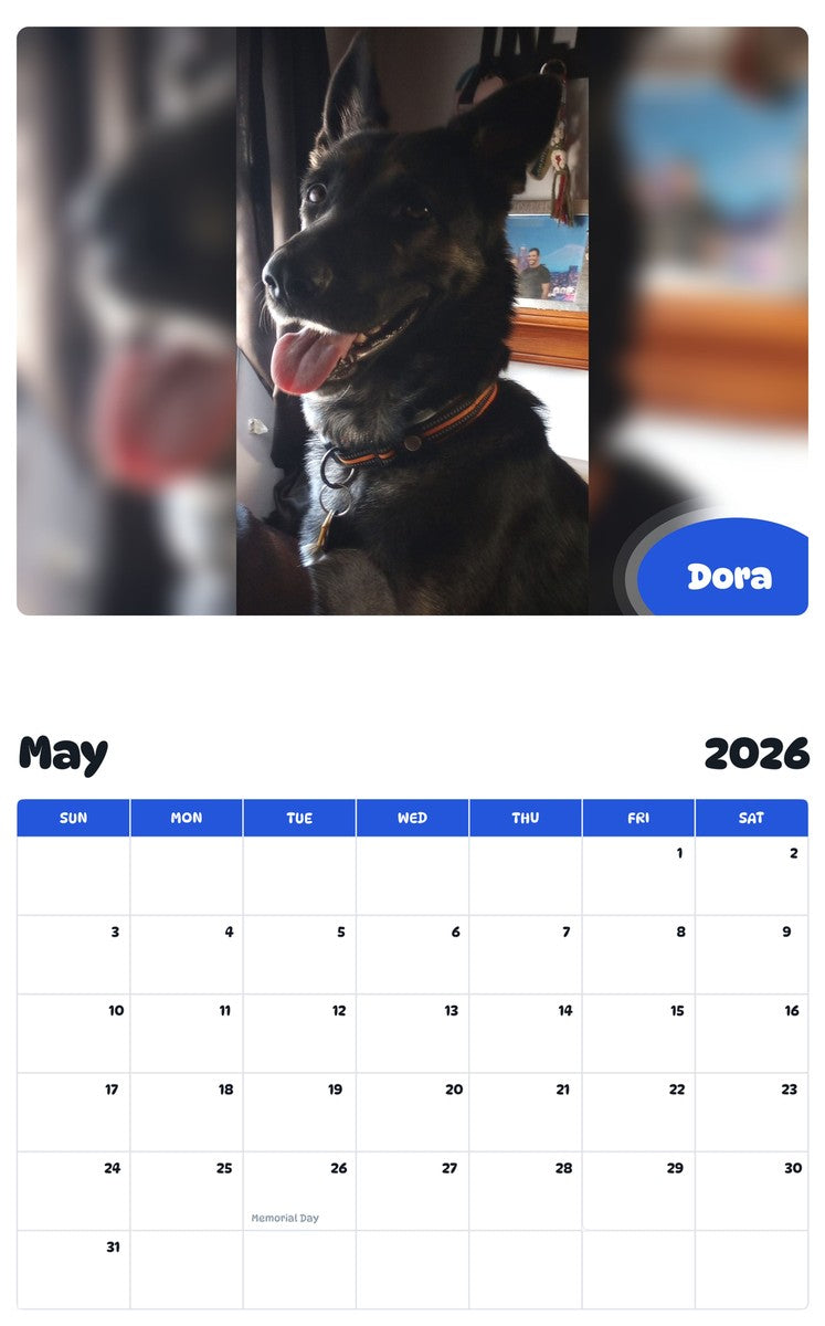 2026 - 2027 Dora - Pawidols Pet Calendar