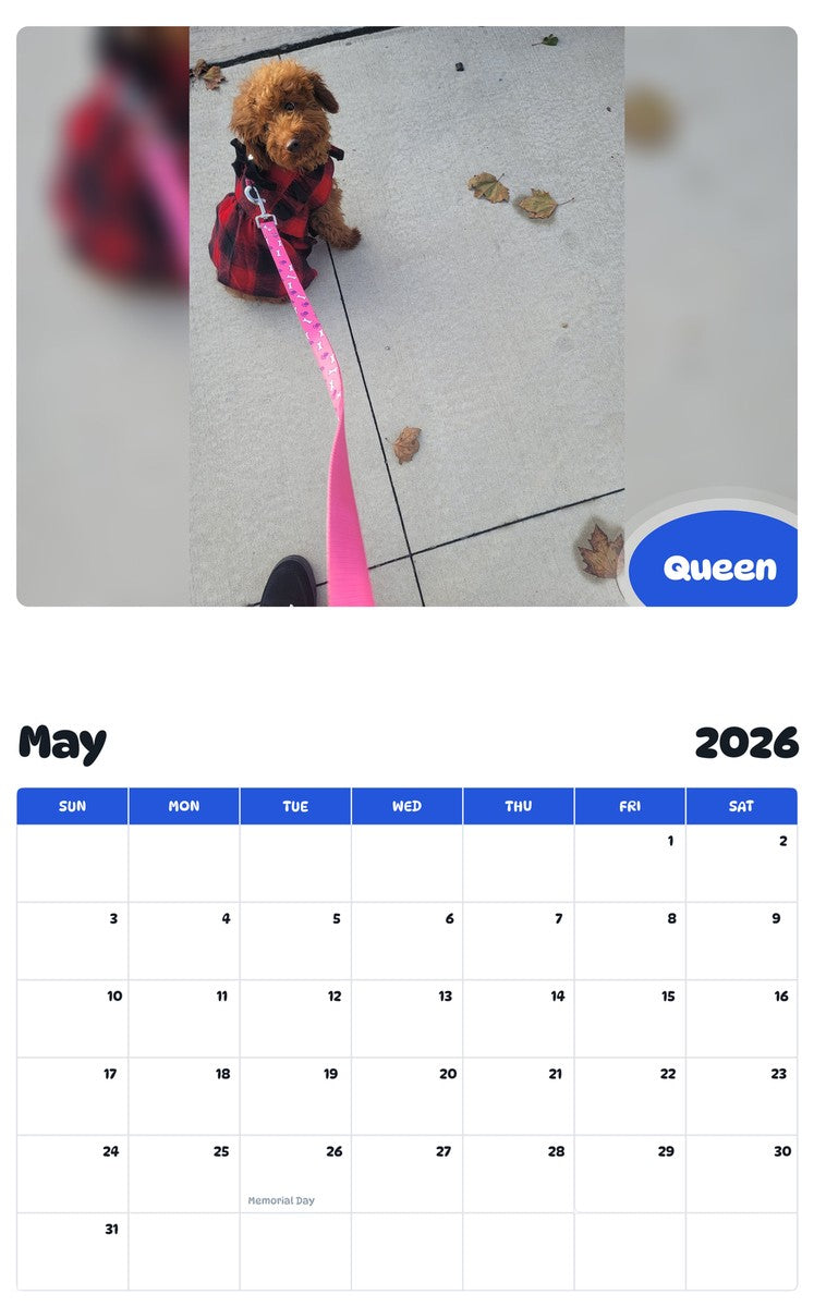 2026 - 2027 Queen - Pawidols Pet Calendar