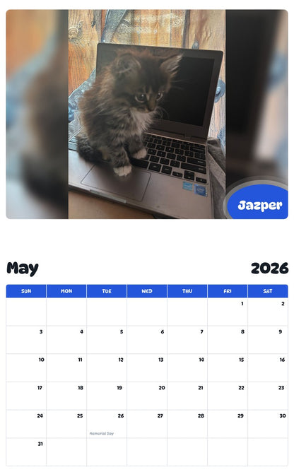 2026 - 2027 Jazper - Pawidols Pet Calendar