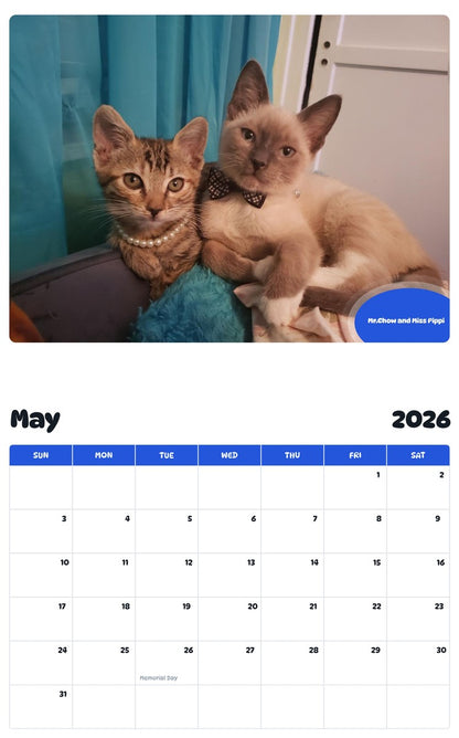 2026 - 2027 Mr.Chow and Miss Pippi - Pawidols Pet Calendar