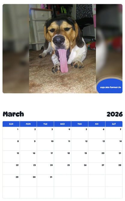 November 2025 - October 2026 cujo aka farmer Jo - Pawidols Pet Calendar