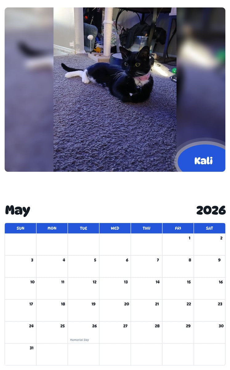 2026 - 2027 Kali - Pawidols Pet Calendar