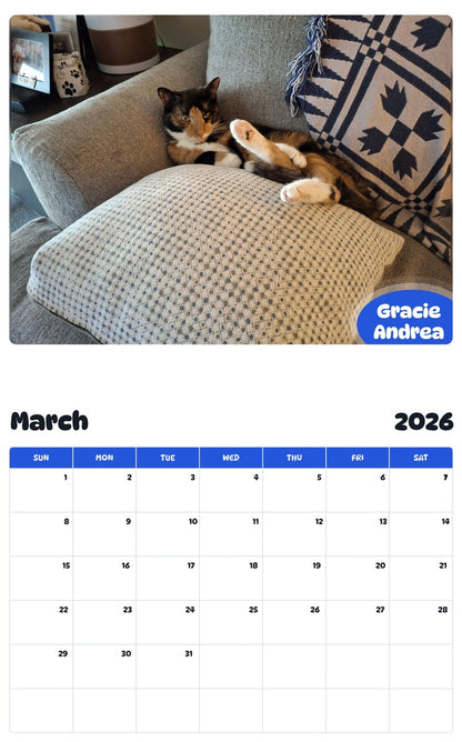 November 2025 - October 2026 Gracie Andrea - Pawidols Pet Calendar