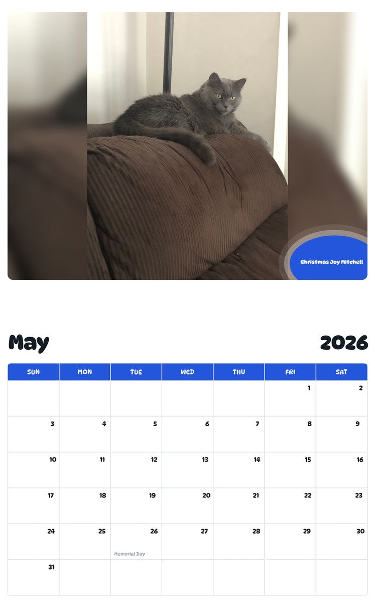 2026 - 2027 Christmas Joy Mitchell - Pawidols Pet Calendar