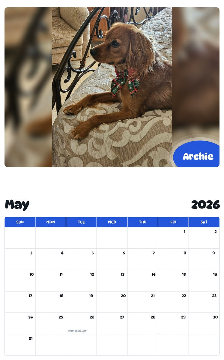 2026 - 2027 Archie - Pawidols Pet Calendar