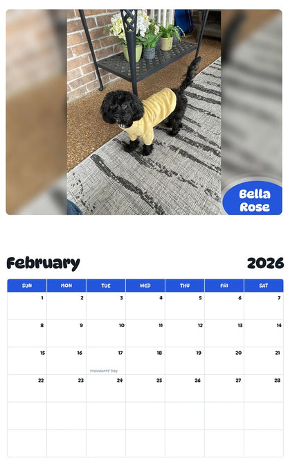 October 2025 - September 2026 Bella Rose - Pawidols Pet Calendar