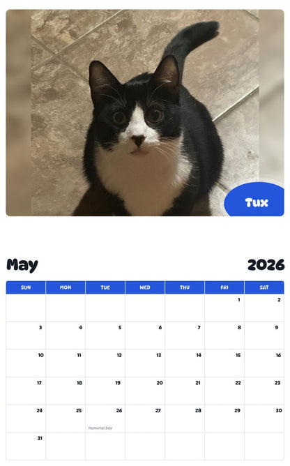 2026 - 2027 Tux - Pawidols Pet Calendar