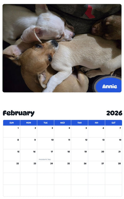 October 2025 - September 2026 Annie - Pawidols Pet Calendar