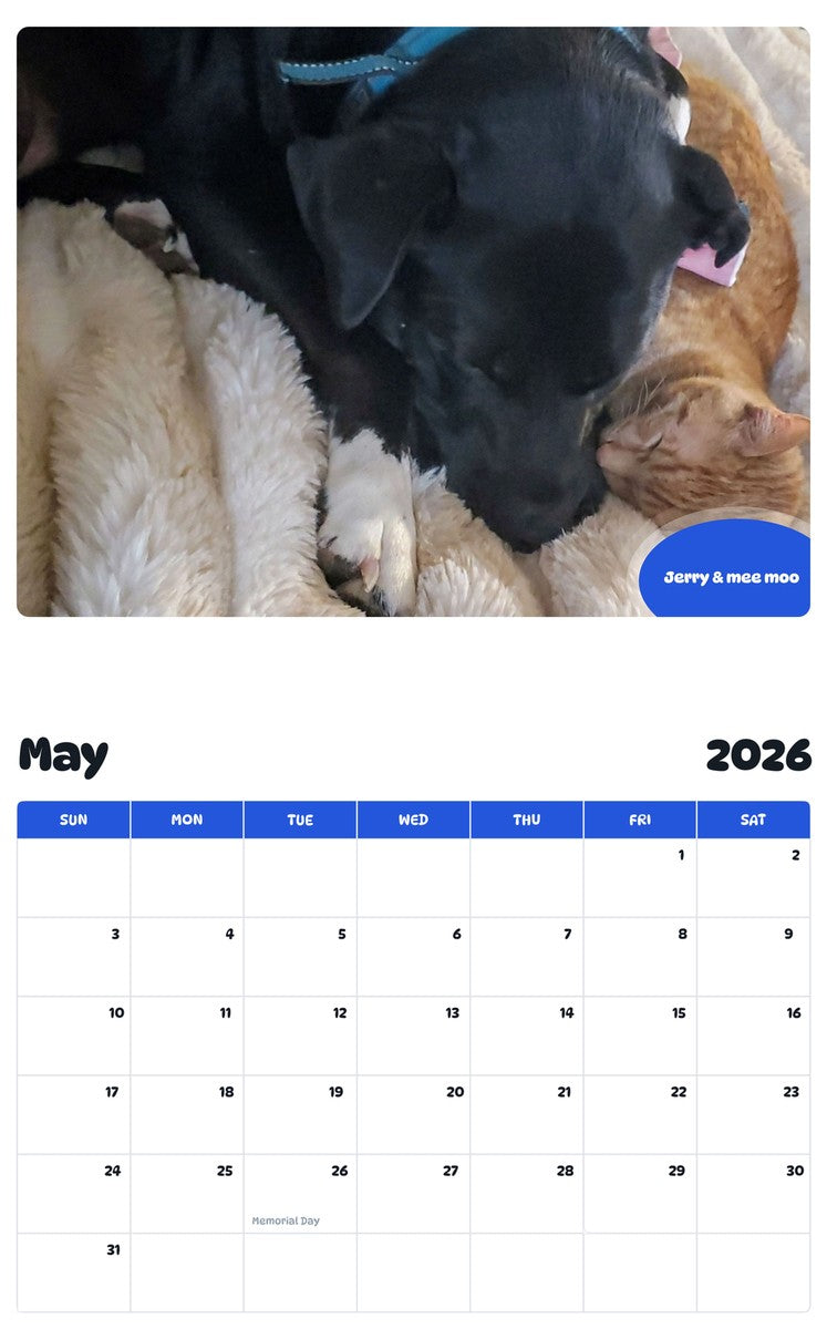 2026 - 2027 Jerry & mee moo - Pawidols Pet Calendar